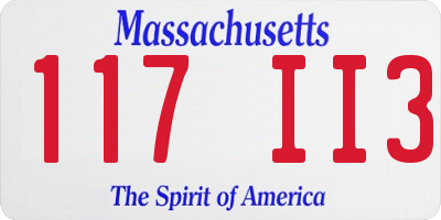 MA license plate 117II3