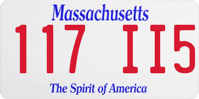 MA license plate 117II5