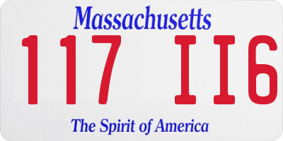 MA license plate 117II6