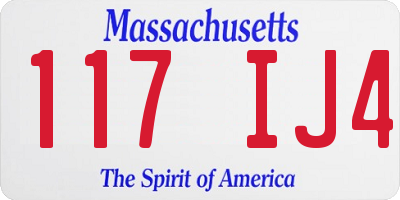 MA license plate 117IJ4