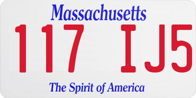 MA license plate 117IJ5
