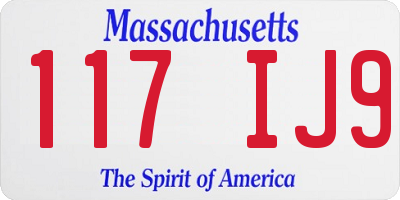 MA license plate 117IJ9
