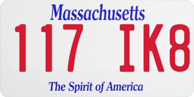 MA license plate 117IK8