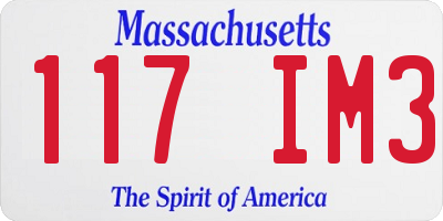 MA license plate 117IM3