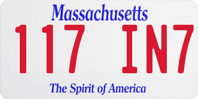 MA license plate 117IN7