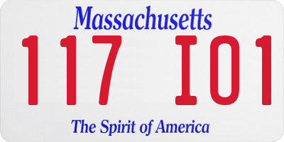 MA license plate 117IO1