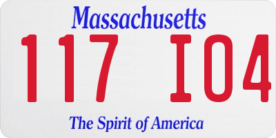 MA license plate 117IO4