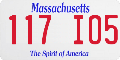 MA license plate 117IO5