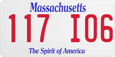 MA license plate 117IO6