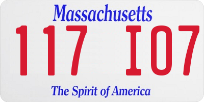 MA license plate 117IO7