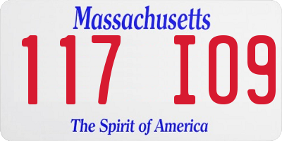 MA license plate 117IO9