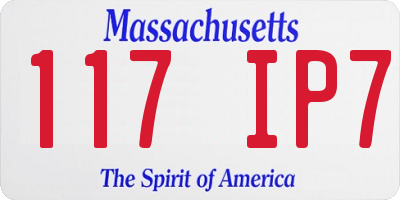 MA license plate 117IP7