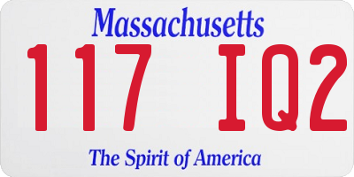 MA license plate 117IQ2