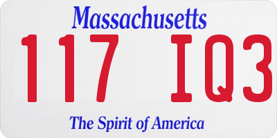MA license plate 117IQ3