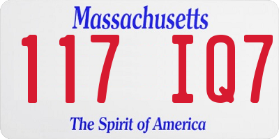 MA license plate 117IQ7