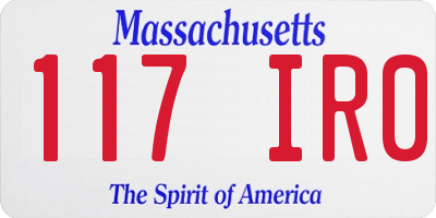 MA license plate 117IR0