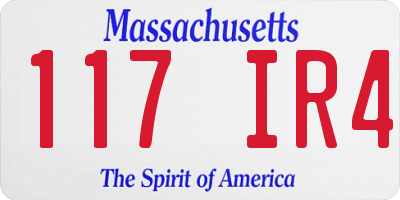 MA license plate 117IR4