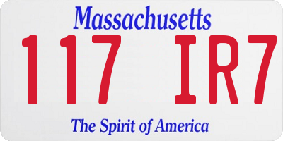 MA license plate 117IR7