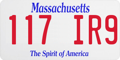 MA license plate 117IR9