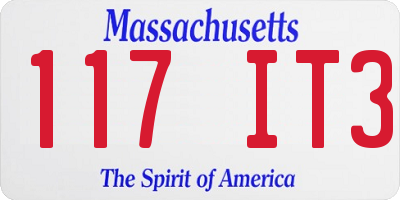 MA license plate 117IT3