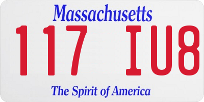 MA license plate 117IU8