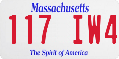 MA license plate 117IW4