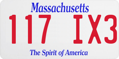 MA license plate 117IX3