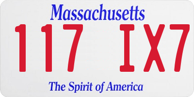 MA license plate 117IX7