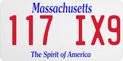MA license plate 117IX9