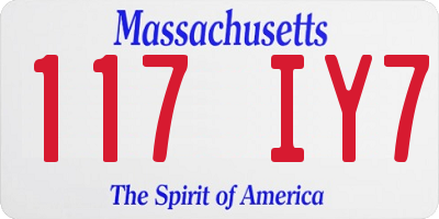 MA license plate 117IY7