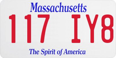 MA license plate 117IY8