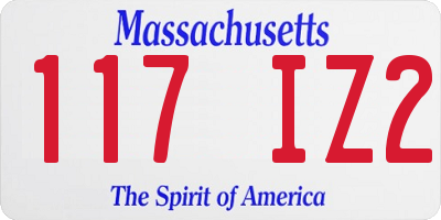 MA license plate 117IZ2