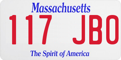 MA license plate 117JB0
