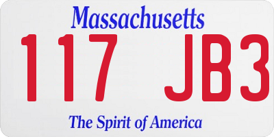 MA license plate 117JB3