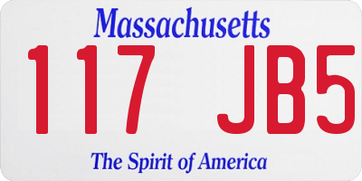 MA license plate 117JB5