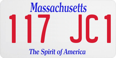 MA license plate 117JC1