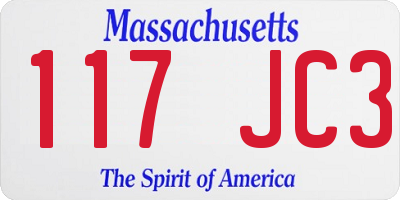 MA license plate 117JC3