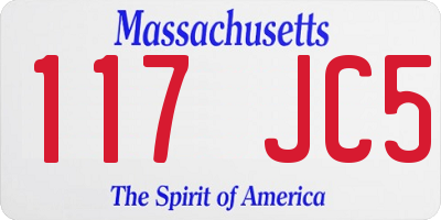 MA license plate 117JC5