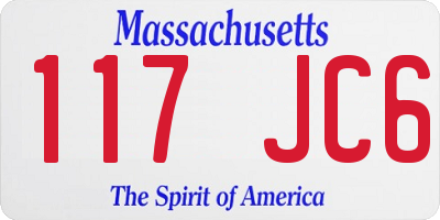 MA license plate 117JC6