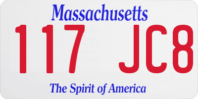 MA license plate 117JC8
