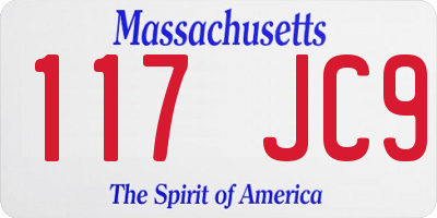MA license plate 117JC9