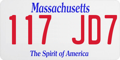 MA license plate 117JD7