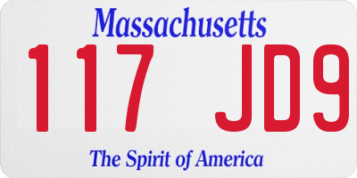 MA license plate 117JD9