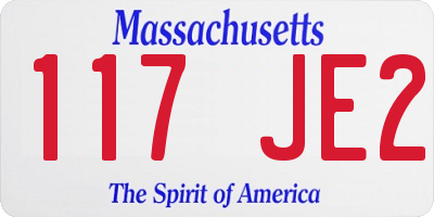 MA license plate 117JE2