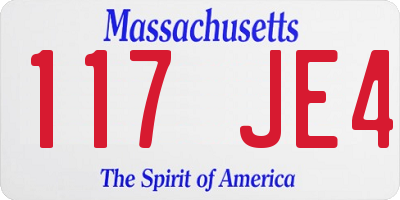 MA license plate 117JE4