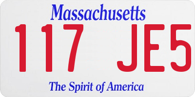 MA license plate 117JE5