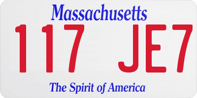 MA license plate 117JE7