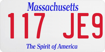MA license plate 117JE9