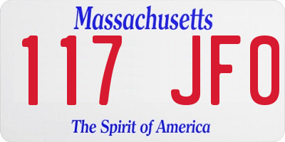MA license plate 117JF0