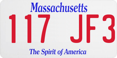 MA license plate 117JF3